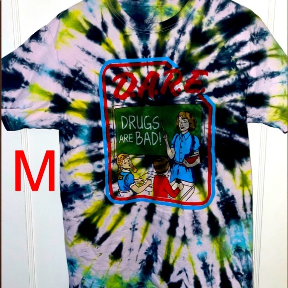 DARE Drugs Are Bad hand dyed t-shirt - Picture 1 of 2